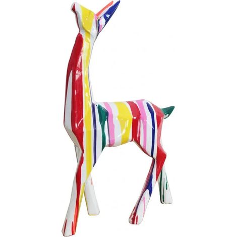 Statue lama géométrique peinture multicolore 50 cm - SERGIO DRIPS (1/3)