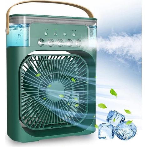 Ventilateur climatiseur portable, mini ventilateur de refroidissement personnel 4 en 1 avec brumisateur d'eau, rafraîchisseur d'air par évaporation à 3 vitesses-AquaForge (1/5)