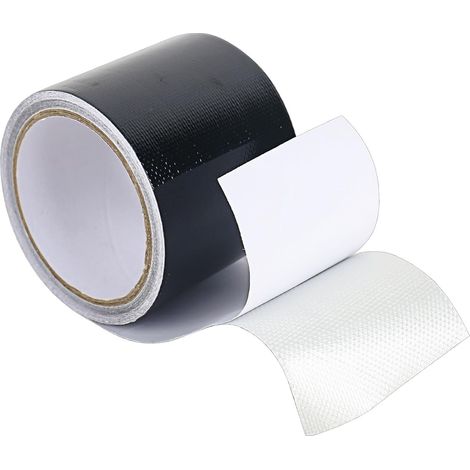 Ruban adhésif de réparation pour bâches en tissu - 6 m x 8 cm - En polyéthylène - Haute adhérence - Imperméable - Pour réparation de bâche de camion - Noir (1/5)