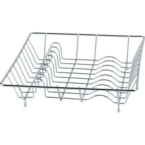 Wenko – Panier égouttoir d'évier en métal chromé – Espace pour assiettes et verres – Pieds antidérapants – Dimensions 35 x 9 x 35 cm (1/3)
