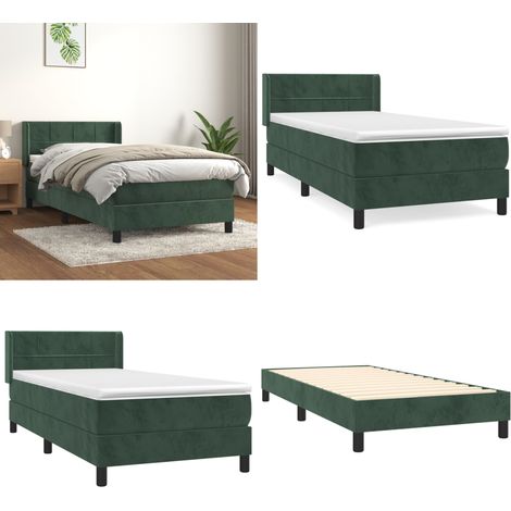Boxspringbett mit Matratze Dunkelgrün 100x200 cm Samt - Samtbett - Boxspringbett - Doppelbett - Bettauflage - Luxusbett - Home & Living (1/5)