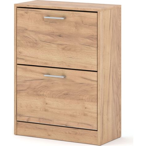 Meuble à chaussures ADA 2D avec 2 abattants – chêne craft doré