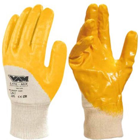 GUANTI DA LAVORO "LITE MIX" COTONE SPALMATO IN NITRILE GIALLO 12 PAIA L-XXL MED, "XXL" (1/2)