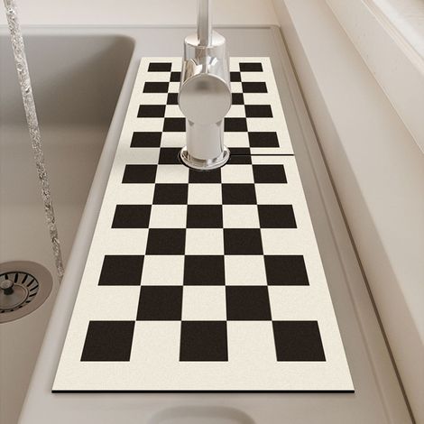 Mat anti-éclaboussures pour robinet de cuisine, absorbeur et rapide sèche, en terre de diatomée, 6.35cm diamètre trou, 70g poids, 1 unité. (1/5)