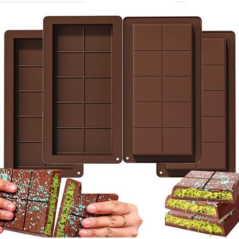 Lot De 4 Moule tablette chocolat, Moule À Chocolat En Silicone, Moule à Chocolat Dubai,sans BPA, Moule à Chocolat Extra Profond pour Bonbons Au Chocolat Praliné (1/5)