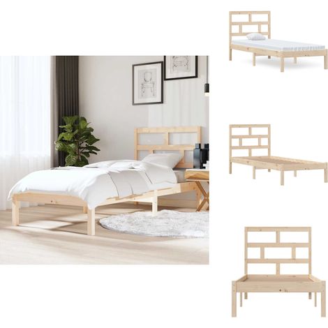 Cadre de lit sans matelas bois massif - Cadre De Lit - Lit Simple - Lit En Bois - Tête De Lit - Meuble Chambre (1/5)