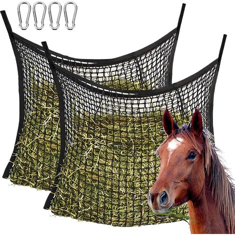 Filet A Foin Pour Chevaux, 2 Pièces Filet A Foin Chevaux 60 X 90 Cm, Filet A D'alimentation, Filet A D'alimentation Pour Cheval, Filets À Foin Pour Chevaux Avec 4 Mousqueton (1/5)