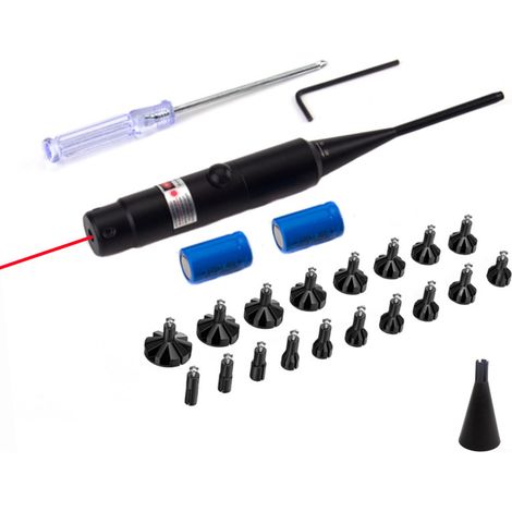 Calibrateur laser rouge, calibrateur en alliage d'aluminium, calibrateur laser sans rotation avec 18 adaptateurs, dispositif de visée transfrontalière.-DELKEVIC
