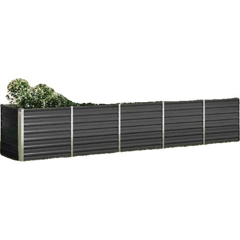Huerto elevado, acero galvanizado, 400 x 80 x 77 cm, gran capacidad, tratamiento anticorrosión, fácil montaje. (1/5)
