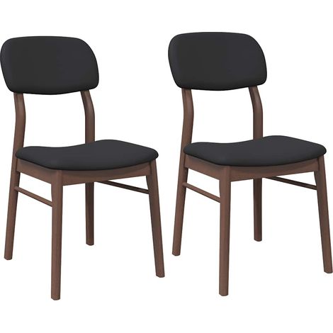 Lot de 2 Chaises à manger,Chaise de cuisine coussins marron bois massif caoutchouc CFW80993 (1/5)