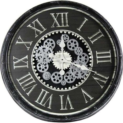 OROLOGIO DA PARETE CON INGRANAGGI IN MOVIMENTO 76X76X4.9 NERO (1/2)