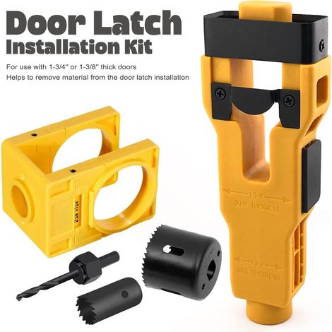 Kit de montage pour loquet de robinet à trou (jaune) Foret de perçage pour serrure sphérique + kit d'installation de loquet de porte (1/5)