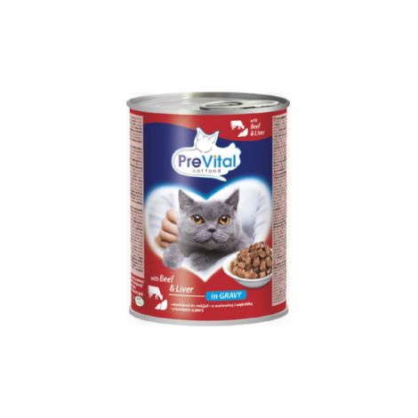 Alimento Prevital para gatos adultos 415g con ternera e hígado en salsa