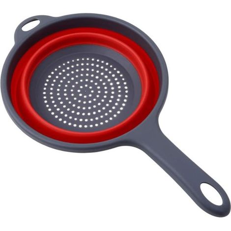 Passoire pliable avec poignée,158℉/ 70℃ résistant à la chaleur, rouge-Fei Yu (1/2)