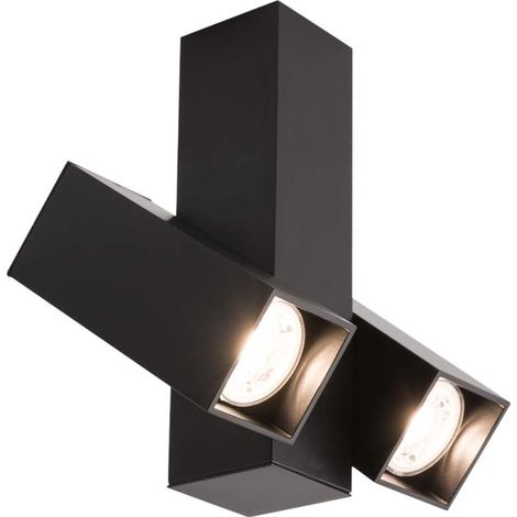 Faretto soffitto doppio quadrato nero orientabile GU10 Shilo (1/2)