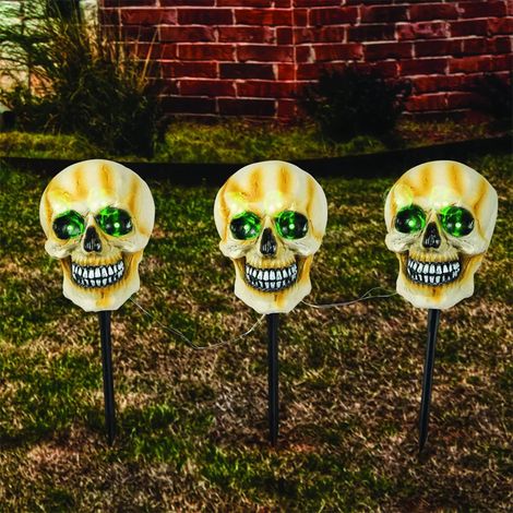 Solarbetriebene LED-Halloween-Skelett-Dekoration, Lichtstäbe, Skelettkopf, Skelettlampe für Garten, Rasen, Hof, Spukhaus (1/4)