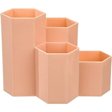 Elegante organizador de escritorio con tres compartimentos para brochas de maquillaje, fabricado en plástico, ideal para escuelas, oficinas y estudios de arte. Organizador de escritorio ecológico.