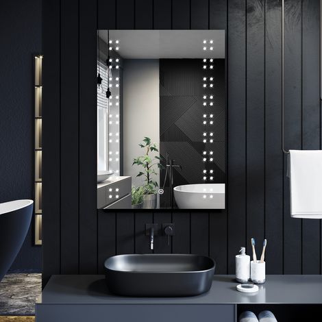 ELEGANT Modern Bathroom Mirror 500x700mm Illuminated Vertical Mirror Lights Bathroom Mirror with Demister Pad and Shaver Socket (1/5)