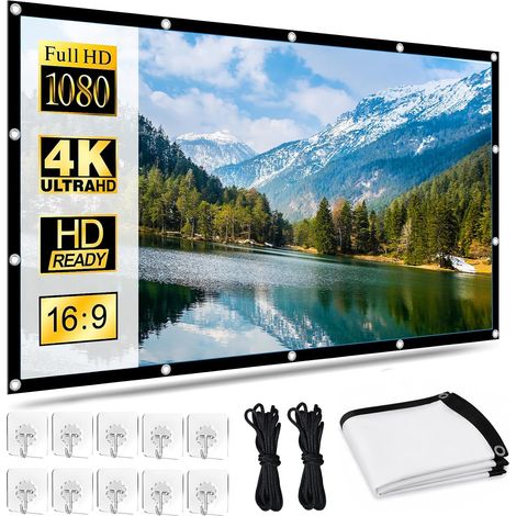 Écran de Projection Portable 120 Pouces 16:9 4K Full HD, Pliable, angle de vision de 160°, pour les Home Cinémas, les Bureaux, le Camping, les Écoles et Autres Lieux (1/5)