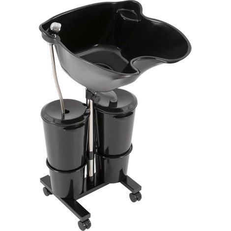 Lavabo portatile da parrucchiere con 2 secchi d'acqua, lavabi retromarcia, regolabile in altezza, lavabo portatile con 4 ruote, lavabo 48,5 x 37,5 x 30 cm, nero (1/5)