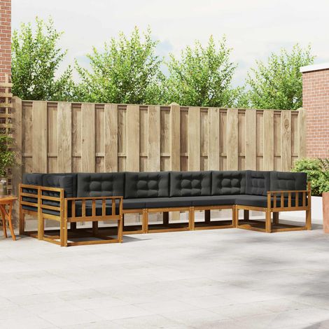 vidaXL Outdoor-Sofagarnitur mit Kissen 7 pcs Natur und Anthrazit (1/5)