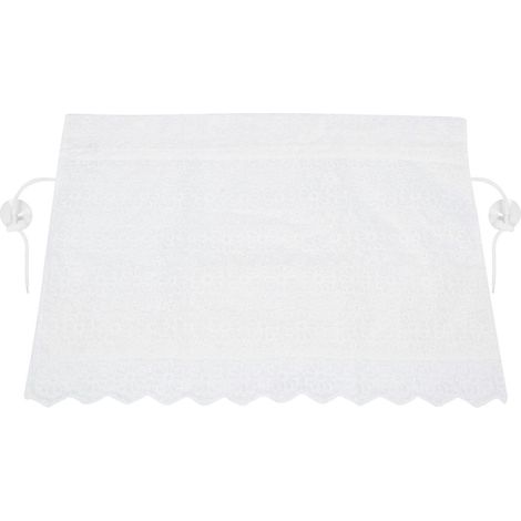 Rideau pare-soleil universel en pur coton, joli motif marguerites, blanc. (1/5)