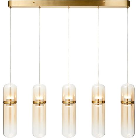 Visconte Bjorn Tubular Glass Shaded Pendant Integrated LED 10 Light - Brass (1/5)