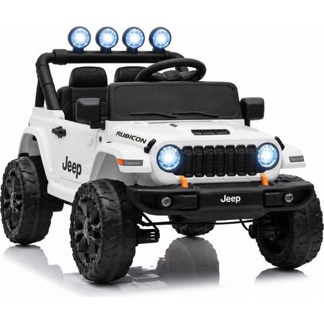 Macchina Elettrica per Bambini Licenza Jeep Wrangler Rubicon 12V con Sedili in Pelle e Telecomando Bianco (1/5)