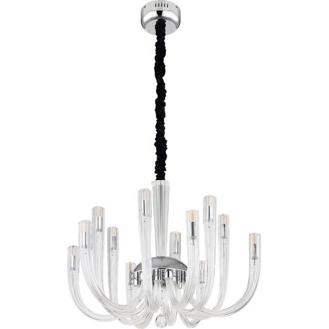 Suspension lustre plafonnier lampe suspendue métal chromé 12 flammes (1/3)