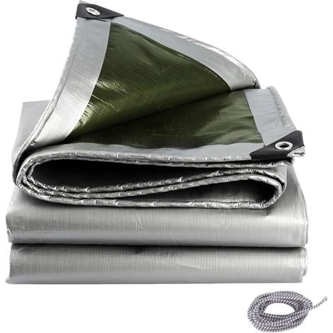 Bâche robuste - Épaisse, durable, imperméable avec œillets - Convient pour la maison, le bateau, la voiture et le camping - Argent - 3 x 4 m (1/5)