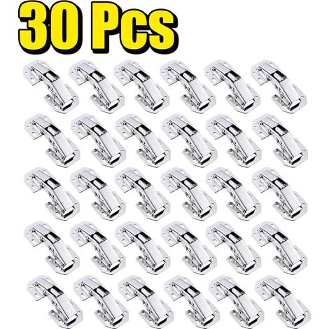 (30 pièces) Charnières en acier pour armoires de cuisine, angle de 90°, sans perçage, avec amortisseur hydraulique. Outils pour meubles de cuisine. (1/5)