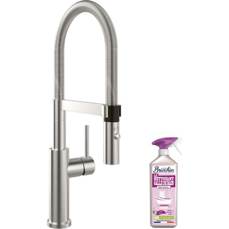 Villeroy & Boch – Robinet de cuisine mitigeur 360° en acier inoxydable – Jet laminaire anti-éclaboussures – Revêtement anti-traces – Installation rapide