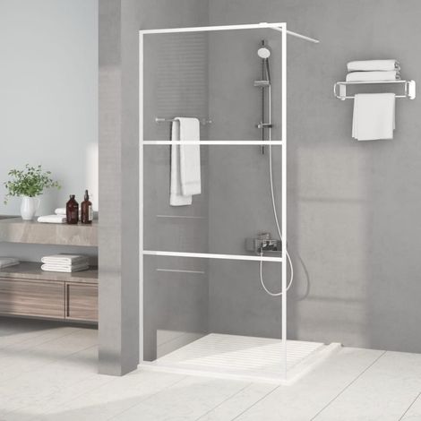 Paroi de douche pour douche à l'italienne, blanche, 90 x 195 cm, verre trempé de sécurité