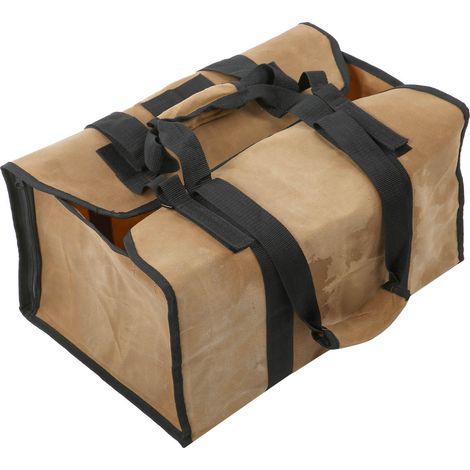 Sac à bûches imperméable en toile grande capacité à double usage, kaki, pour le stockage du bois de chauffage dans le jardin (1/5)