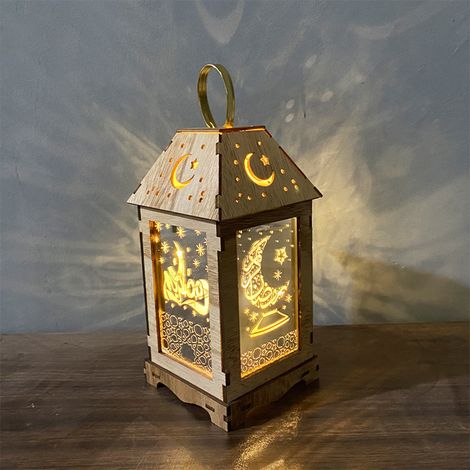 Lanterne décorative en bois, sur le thème du Ramadan et de l'Aïd, pour les tables, les jardins, les fêtes, les événements et la décoration intérieure.-AquaForge (1/5)