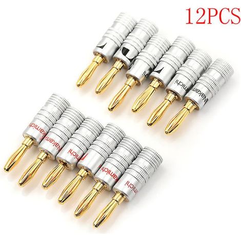 LYERCW - 12 adaptateurs de fiches bananes pour haut-parleurs Nakamichi dorés