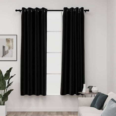 Linen-Look Blackout Curtains 2 pcs Anthracite 140x175cm vidaXL