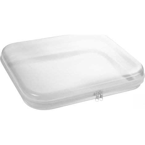 Clear PVC hard-shell zippered case with handle, for home use, decluttering design, 35 x 31 x 6 cm (35 x 31 x 6 cm, large) (1/5)