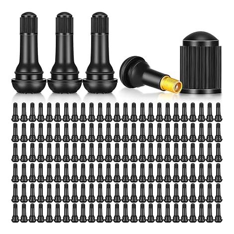 Jadive 150 Pièces Valve Pneu Voiture TR413 Bouchon Valves en Caoutchouc Snap-in de Jante Tubeless de 11,5 mm pour Pneus de Voitures Standard, Noir (1/5)