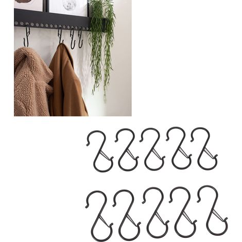 Ganci a S in ferro con dispositivi di sicurezza per la casa - 10 pezzi con doppio fissaggio per appendiabiti, cucina, garage (1/4)