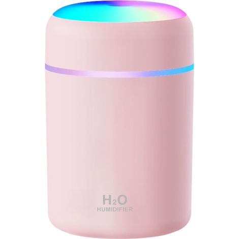 Mini humidificateur portable aux couleurs vives, brume fraîche et alimentation USB. Convient pour la chambre, le bureau et la voiture (300ml,rose) (1/5)