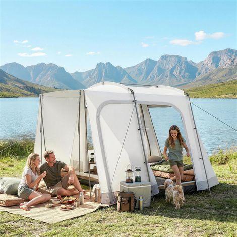 Tente arrière 2-4 personnes tunnel étanche 2 en 1 voiture 4 portes dalle sol camping automobile - Dimensions: 320x280x205 cm