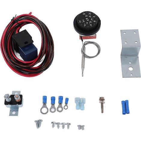 Kit de câblage de relais de commande de thermostat de ventilateur de radiateur électrique 12 V (21 pièces) compatible avec voitures et camions (1/5)