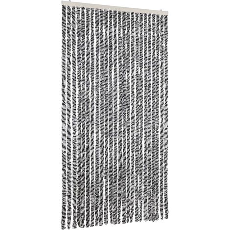 Rideau anti-mouches gris et noir et blanc 100x230 cm chenille CFW65136 (1/5)