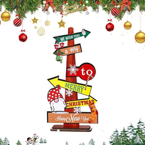 Décoration de Sapin de Noël en Bois Décor Plateau Étage Bois Rustique Accessoires Scénique Pour Cheminée Bureau Étagère (1/5)