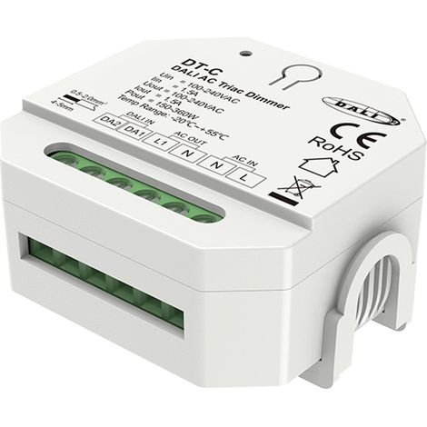 Regolatore DALI-2 a TRIAC con Push-Dim SKYDANCE DT-C per guida DIN compatibile con pulsante Bianco (1/5)