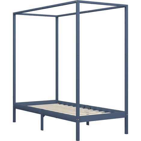 Maison Exclusive - Himmelbett-Gestell Grau Massivholz Kiefer 90 x (1/5)