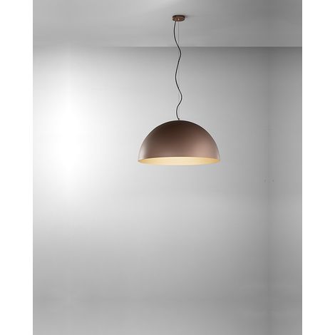 Suspension en Métal 10S48560 MM, Structure en Acier Brun Métallisé et Or Mat, Diamètre 50 cm, Douille E27, Puissance 60W - Luminaire par Perenz