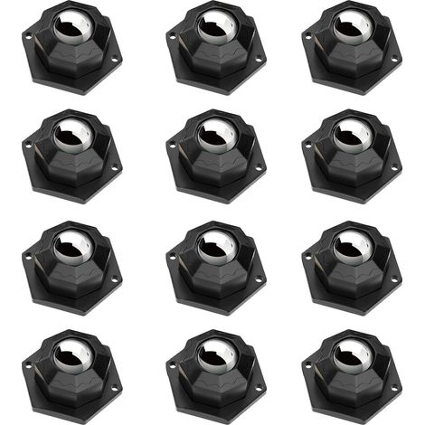 12 x Furniture Casters Adhesive Heavy Load Swivel Caster with Screws for Small Furniture, Storage Box, Shelves (Black) (1/5)