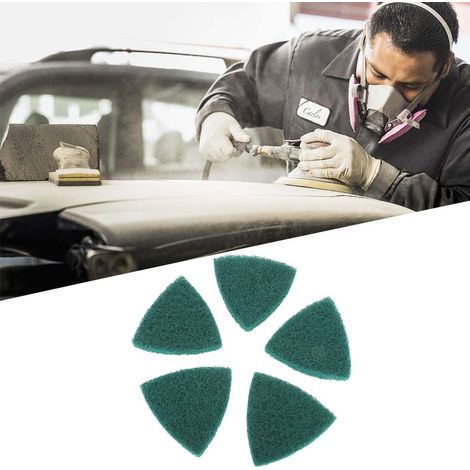 Lot de 5 tampons à récurer triangulaires auto-adhésifs pour le polissage et le meulage. Accessoires pour machines à meuler. (1/5)